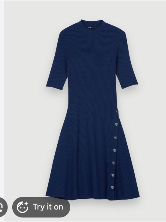 Maje Dresses & Skirts - MAJE Rosea studded stretch-knit mini dress in Marine